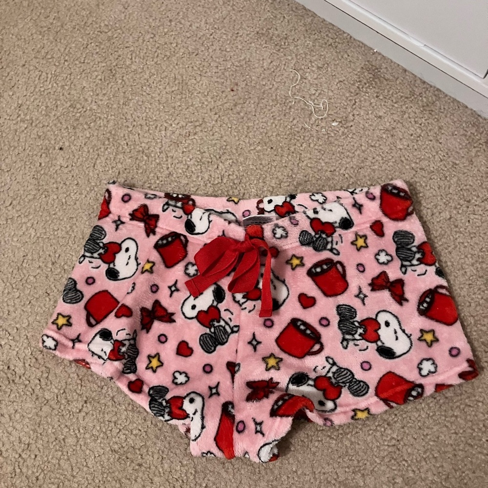 Snoopy Pink Fleece Women Shorts